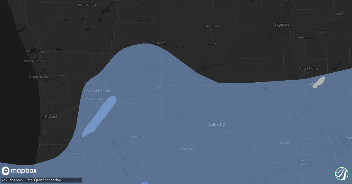Hail map in Lyons, MI on May 18, 2026