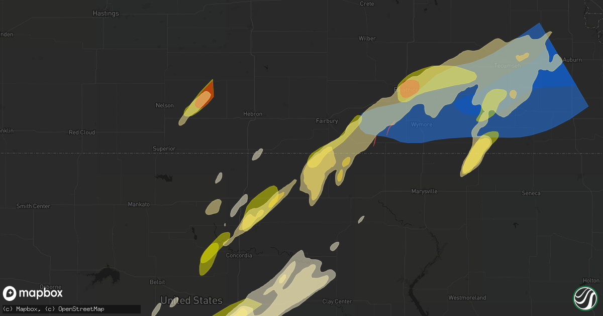Hail map in Mahaska, KS on May 18, 2026