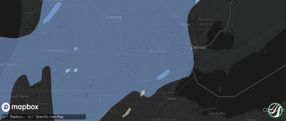 Hail map in Manchester, MI on May 18, 2026