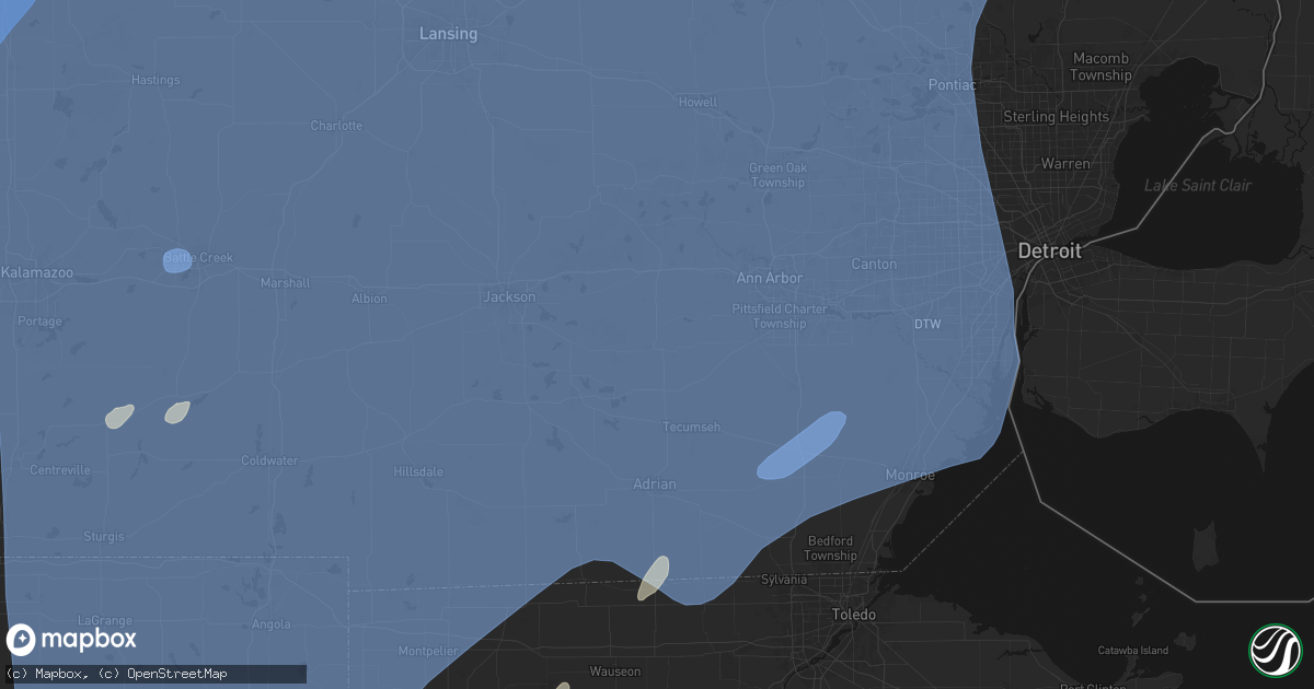 Hail map in Manchester, MI on May 18, 2026