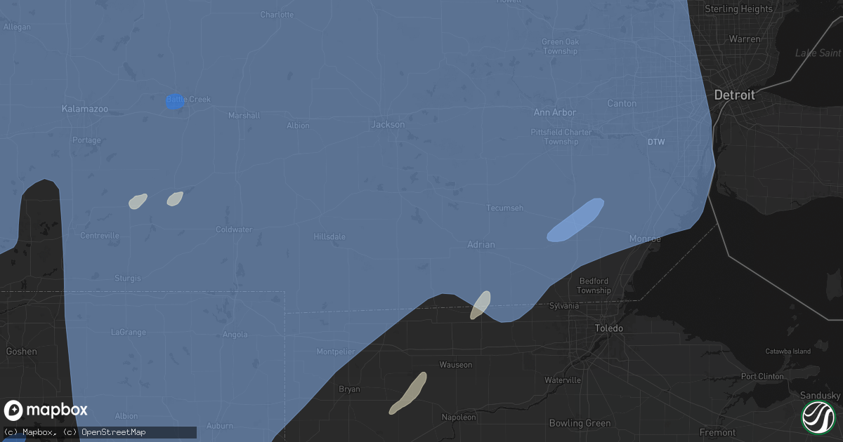 Hail map in Manitou Beach, MI on May 18, 2026