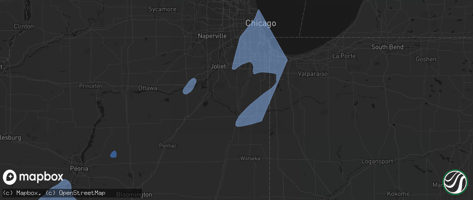 Hail map in Manteno, IL on May 18, 2026
