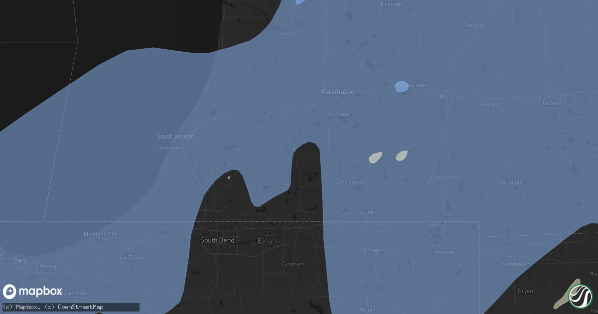 Hail map in Marcellus, MI on May 18, 2026