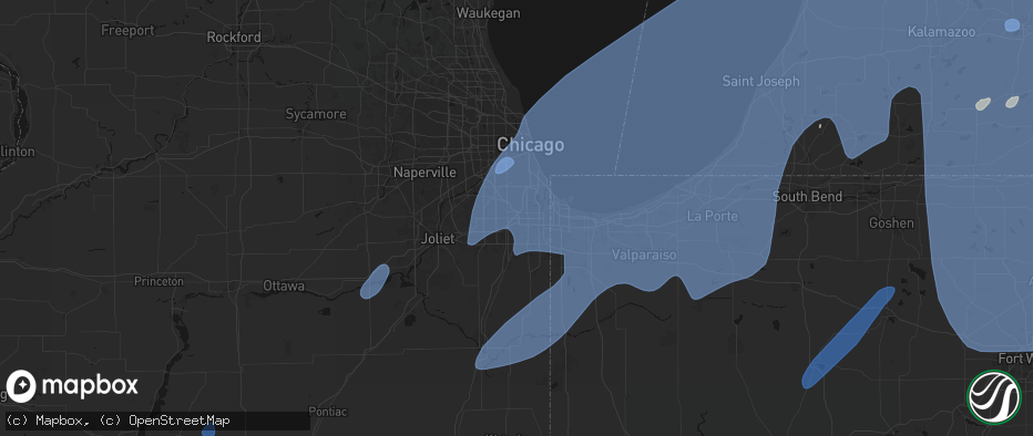 Hail map in Markham, IL on May 18, 2026