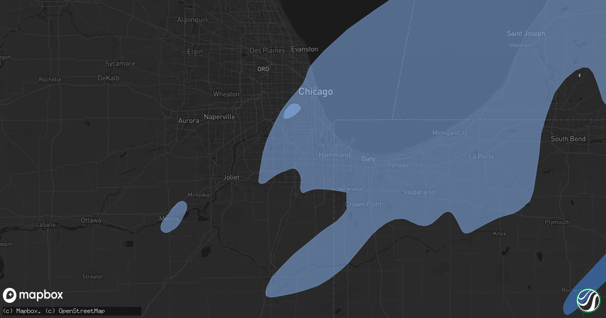Hail map in Markham, IL on May 18, 2026