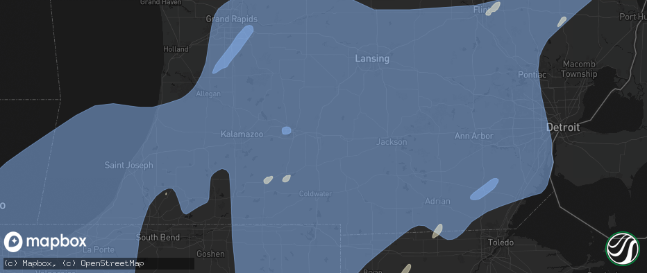 Hail map in Marshall, MI on May 18, 2026