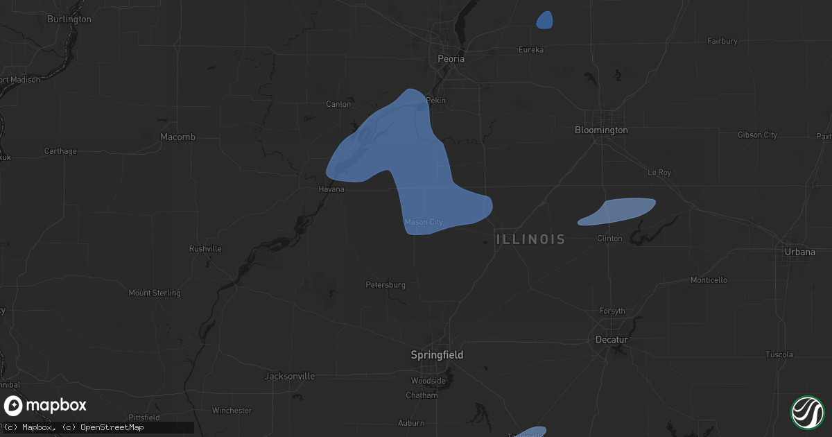 Hail map in Mason City, IL on May 18, 2026