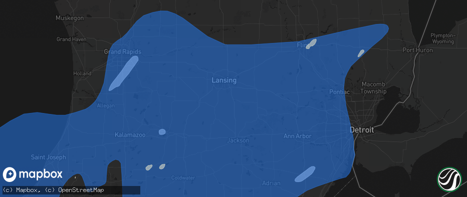 Hail map in Mason, MI on May 18, 2026