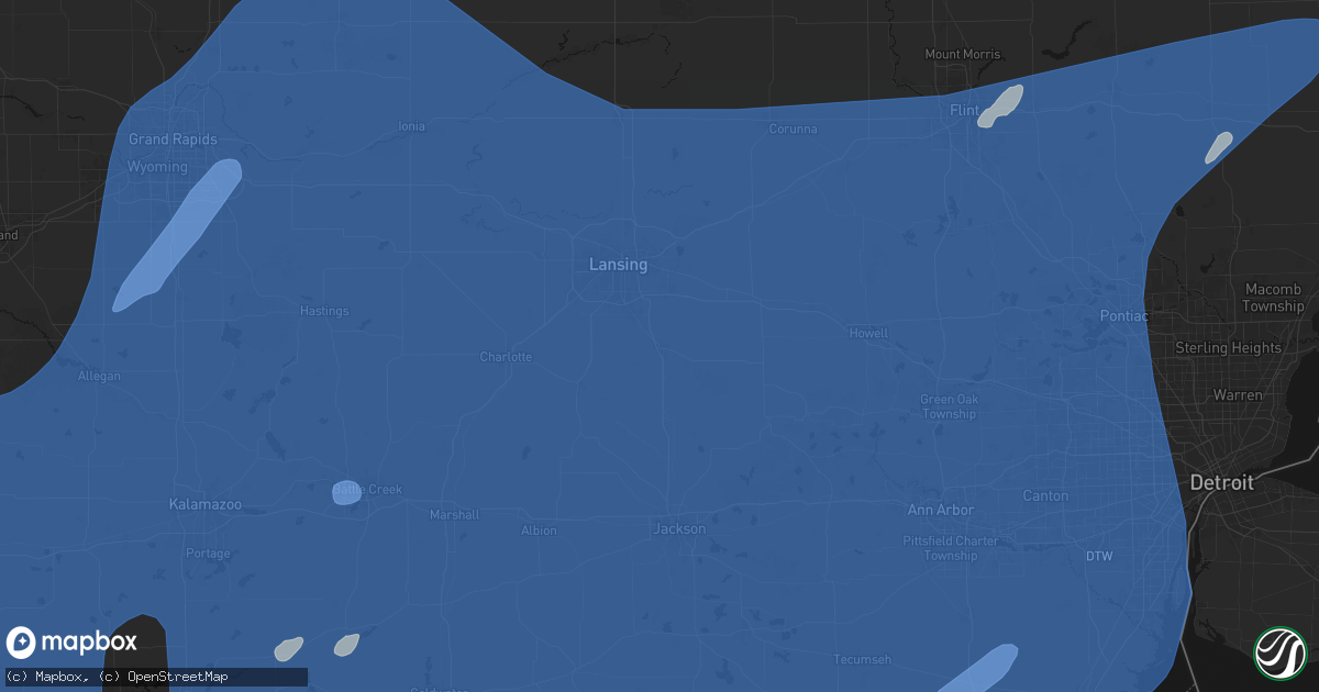 Hail map in Mason, MI on May 18, 2026