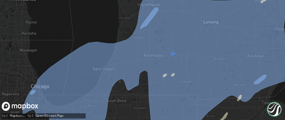 Hail map in Mattawan, MI on May 18, 2026