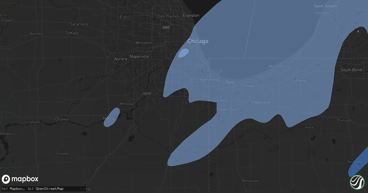 Hail map in Matteson, IL on May 18, 2026