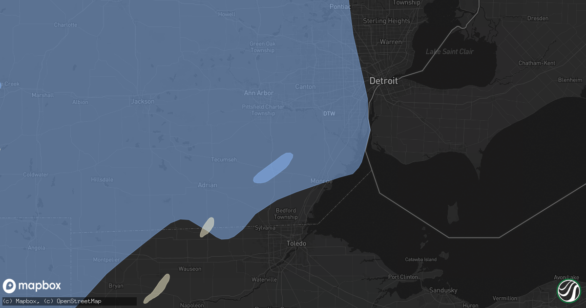 Hail map in Maybee, MI on May 18, 2026
