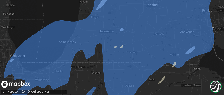 Hail map in Mendon, MI on May 18, 2026