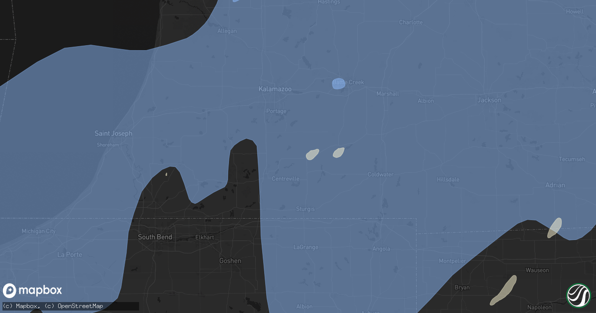 Hail map in Mendon, MI on May 18, 2026