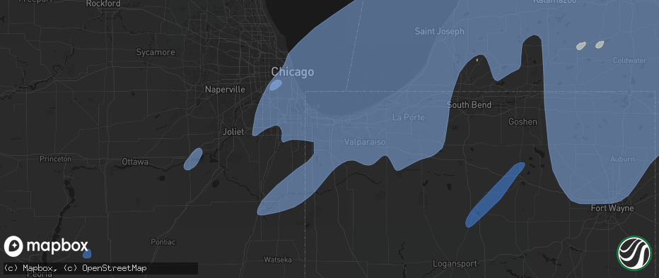 Hail map in Merrillville, IN on May 18, 2026