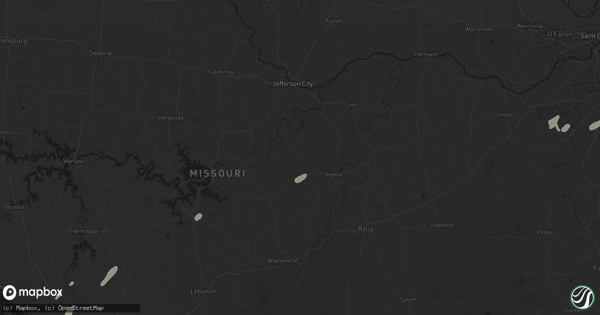 Hail map in Meta, MO on May 18, 2026