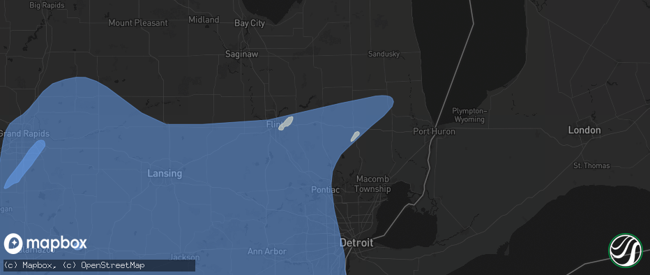 Hail map in Metamora, MI on May 18, 2026