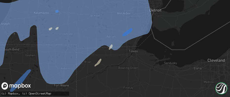Hail map in Metamora, OH on May 18, 2026
