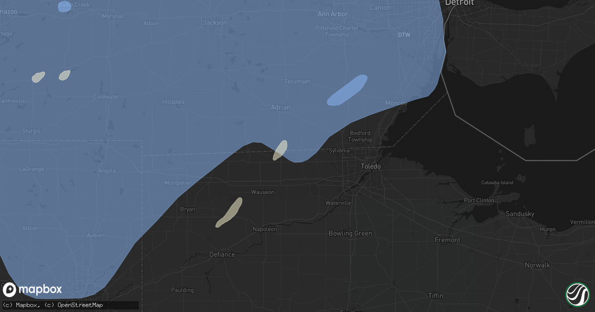 Hail map in Metamora, OH on May 18, 2026