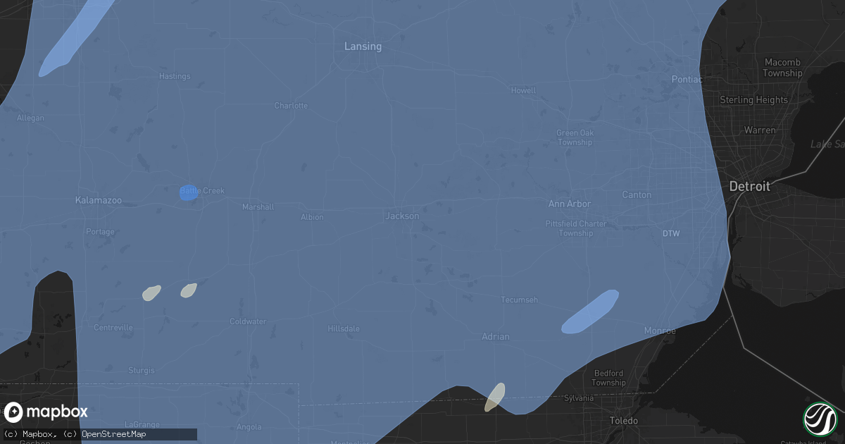 Hail map in Michigan Center, MI on May 18, 2026