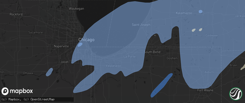 Hail map in Michigan City, IN on May 18, 2026