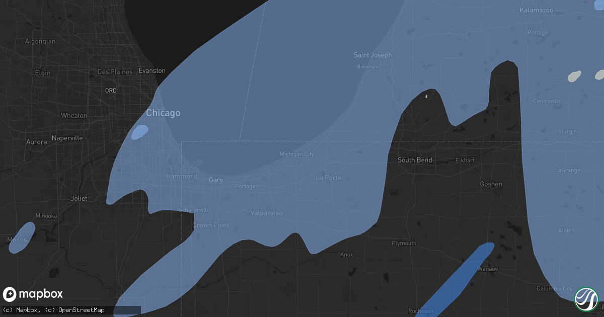 Hail map in Michigan City, IN on May 18, 2026