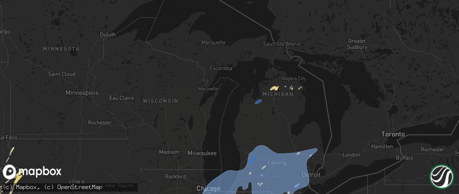 Hail map in Michigan on May 18, 2026