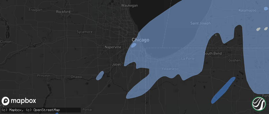 Hail map in Midlothian, IL on May 18, 2026