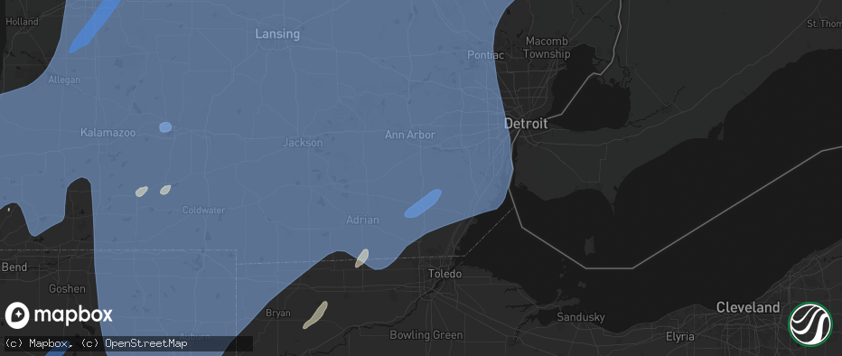 Hail map in Milan, MI on May 18, 2026
