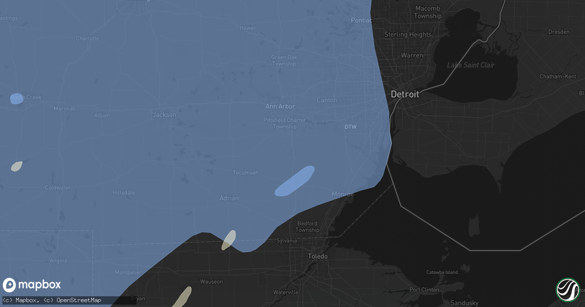 Hail map in Milan, MI on May 18, 2026