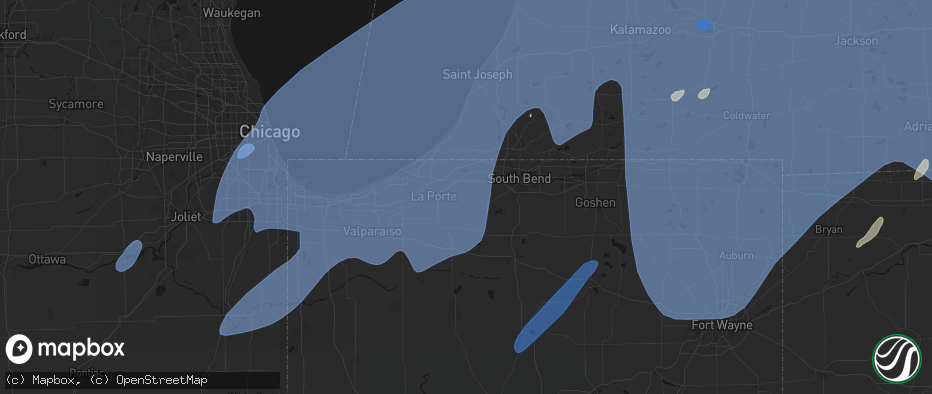 Hail map in Mill Creek, IN on May 18, 2026