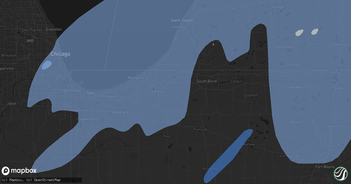 Hail map in Mill Creek, IN on May 18, 2026