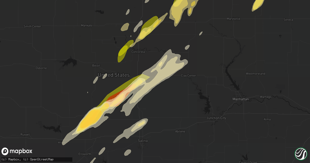 Hail map in Miltonvale, KS on May 18, 2026