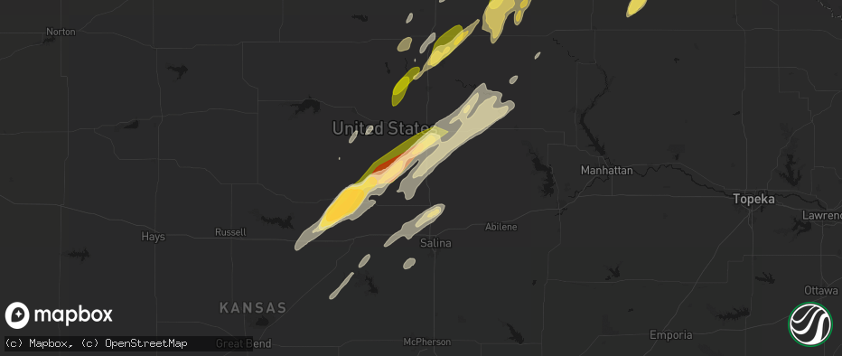 Hail map in Minneapolis, KS on May 18, 2026