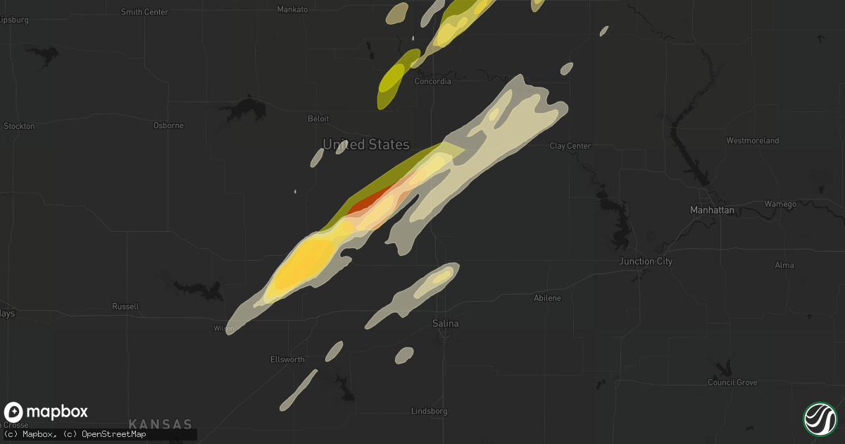 Hail map in Minneapolis, KS on May 18, 2026