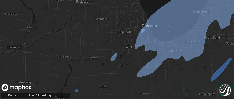 Hail map in Minooka, IL on May 18, 2026
