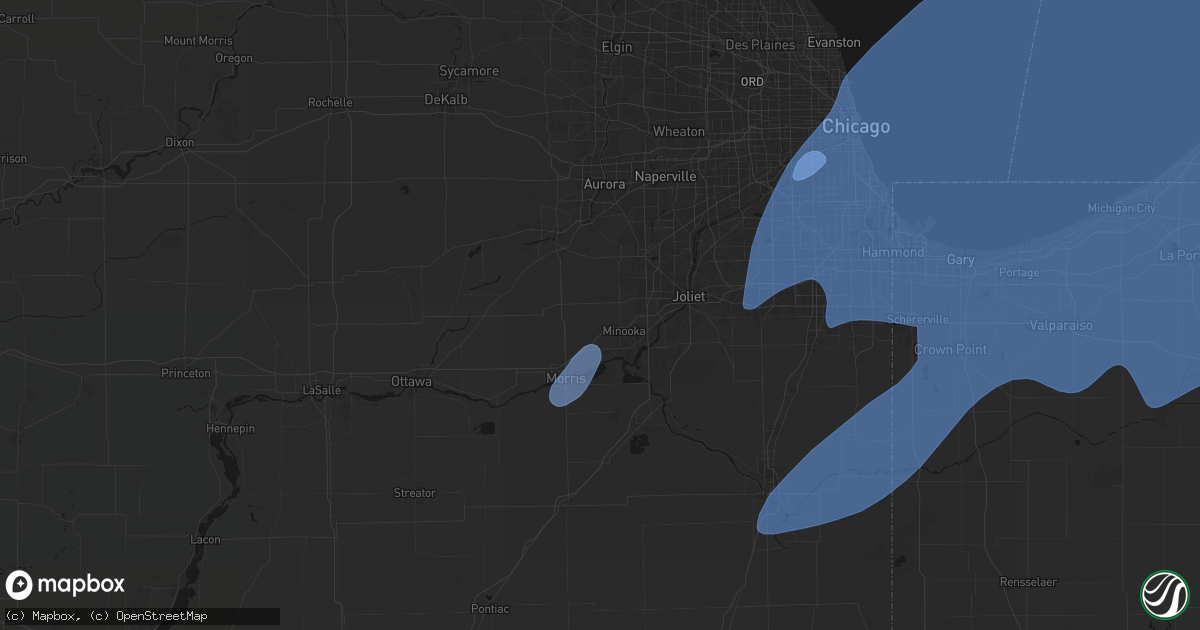 Hail map in Minooka, IL on May 18, 2026