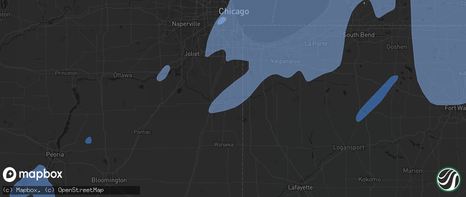 Hail map in Momence, IL on May 18, 2026
