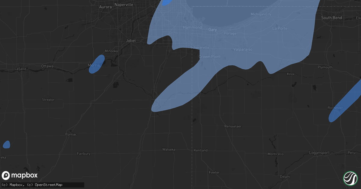Hail map in Momence, IL on May 18, 2026