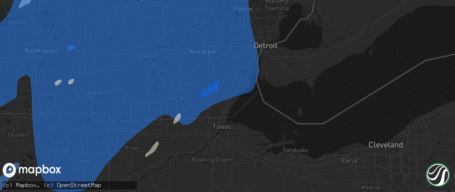 Hail map in Monroe, MI on May 18, 2026