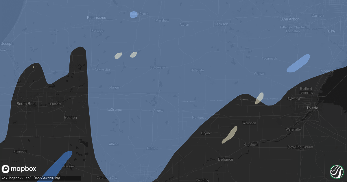 Hail map in Montgomery, MI on May 18, 2026