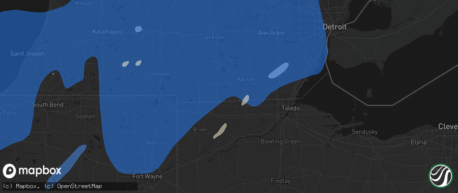 Hail map in Morenci, MI on May 18, 2026