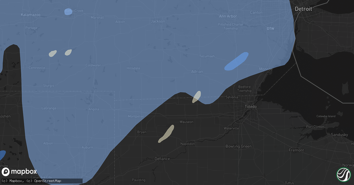 Hail map in Morenci, MI on May 18, 2026
