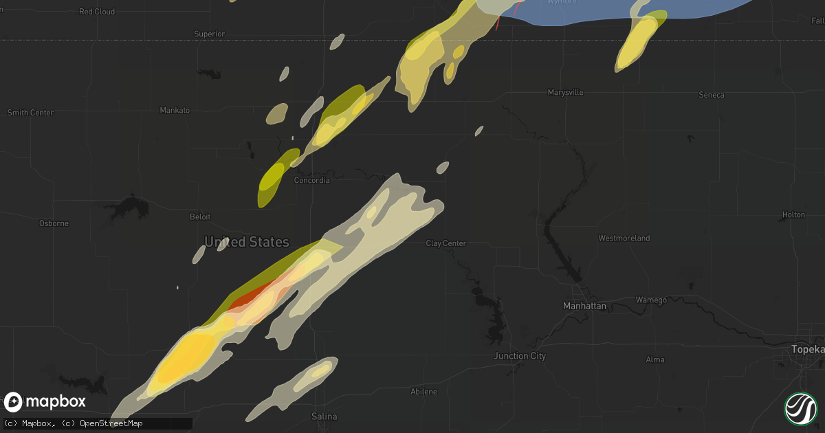 Hail map in Morganville, KS on May 18, 2026