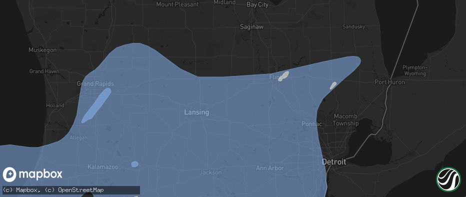 Hail map in Morrice, MI on May 18, 2026