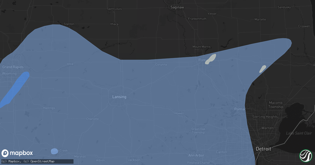 Hail map in Morrice, MI on May 18, 2026