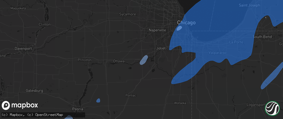 Hail map in Morris, IL on May 18, 2026