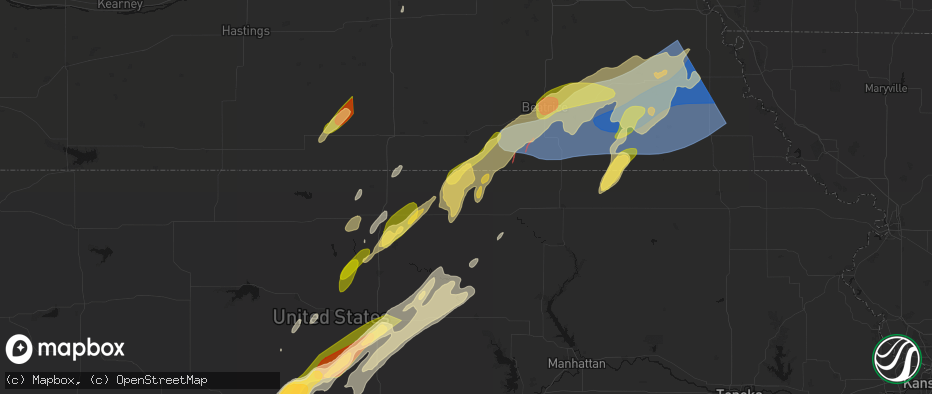 Hail map in Morrowville, KS on May 18, 2026