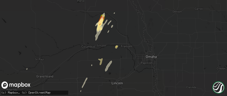Hail map in Morse Bluff, NE on May 18, 2026