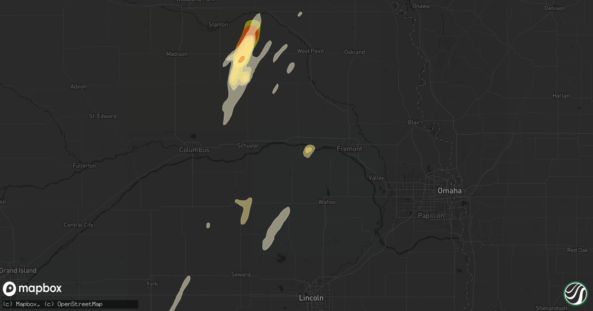 Hail map in Morse Bluff, NE on May 18, 2026
